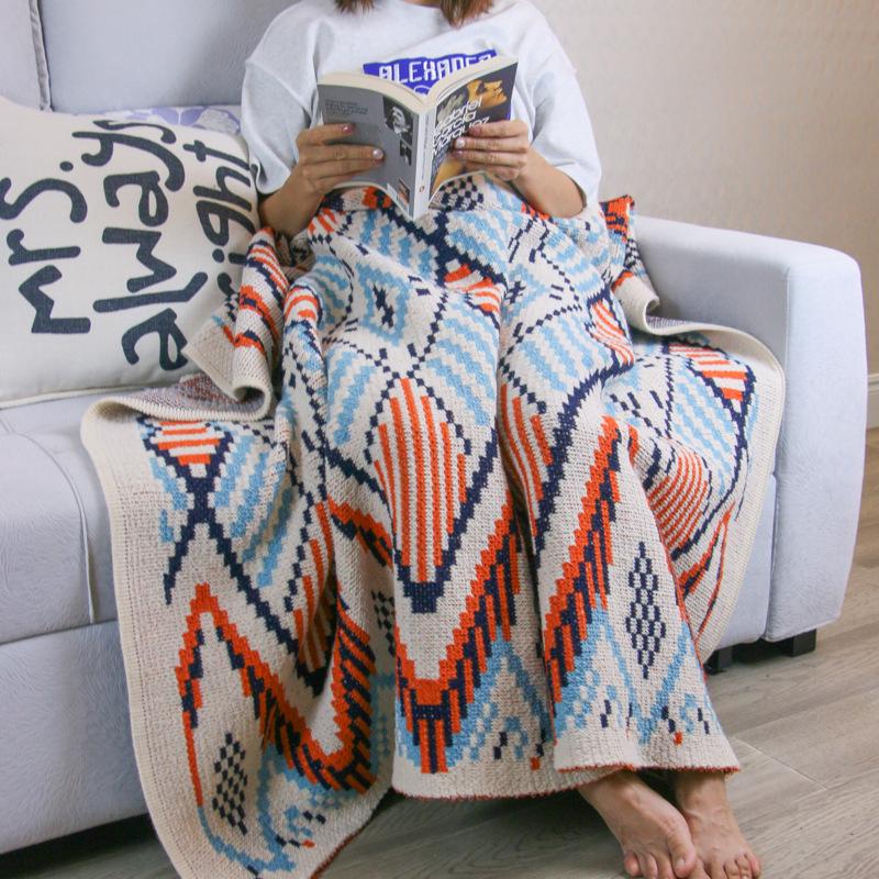 Böhmische Retro Strickwolle Sofa Decke - Leichter Luxus Klimaanlagen- & Nickerchen-Überwurf