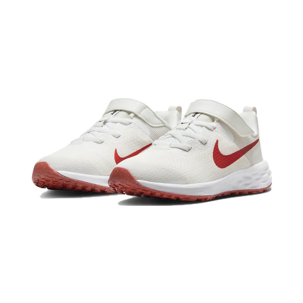 New Nike REVOLUTION 6 Cushioning Low-Top Kids' Running Shoes White Red Children Aged 3-7 Years Old DD1095-102