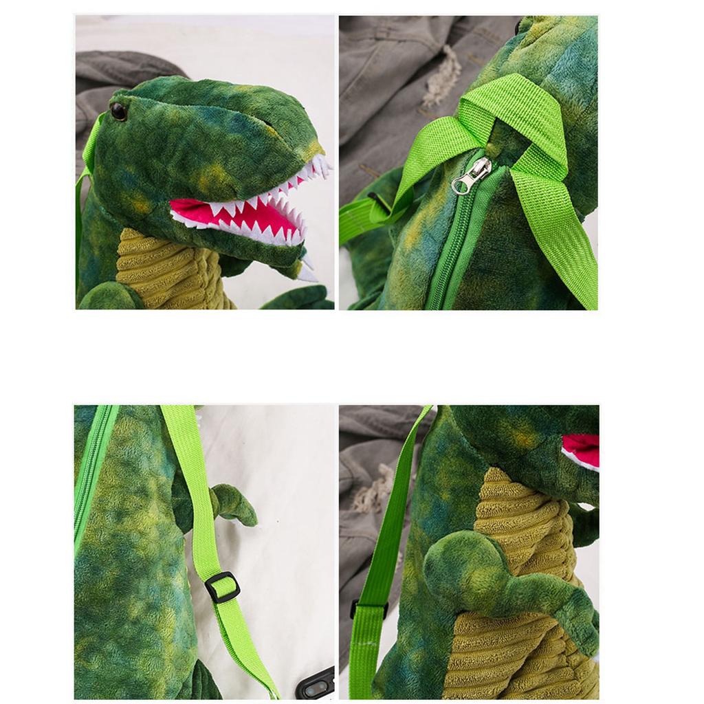 Kids Dinosaur Backpack Cartoon 3D Dinosaur Shape Soft Plush Kids Cute Animal Backpack for Travel School Camping