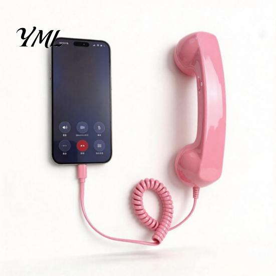 Type-C Landline Telephone Handset Vintage Receiver for Cell Phone, 3.5mm Wired Retro Phone Handset, Universal Smartphone Handheld