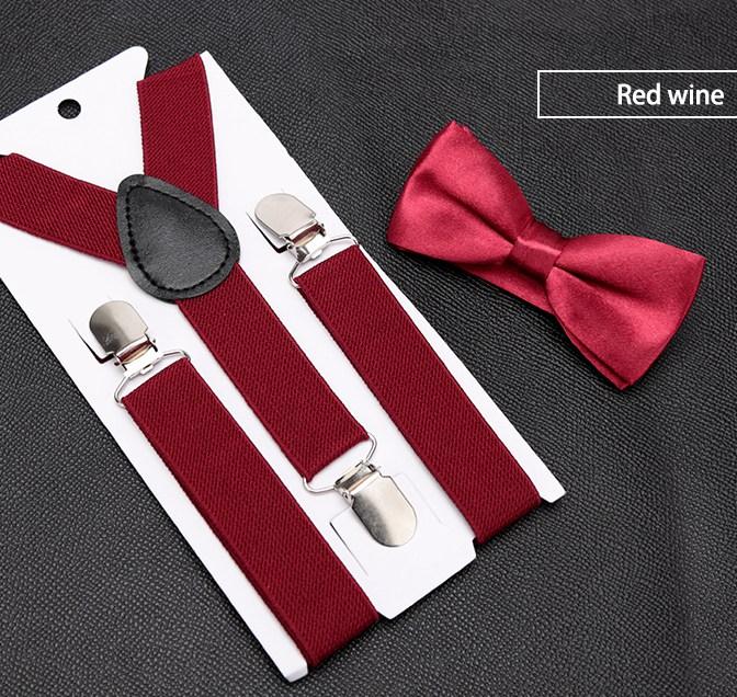 Kids Suspenders Bow Tie Set Boy Girl Retro Adjustable Suspenders Children Baby Braces Clip-on Trousers Wedding Ties Accessories