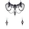 Vintage Retro Lolita Gothic Lace Pearl Choker Necklace Pendant Adjustable Chain Halloween Party Costume Jewelry Women's Fashion