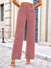 Women's High Waist Elastic Casual Pants with Button and Pockets