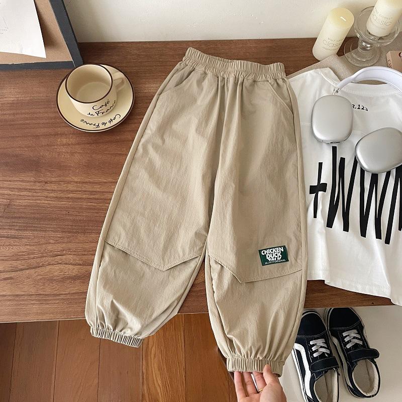 İlkbahar Erkek Çocuk Kargo Jogger Pantolon Kore Tarzı Çocuklar için Günlük Pantolon Bebek 2-8 Yaş Rahat Okul Kıyafeti