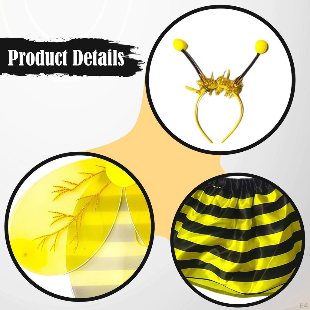 Bee Antenna Headband Skirt Kids Costume for Performance