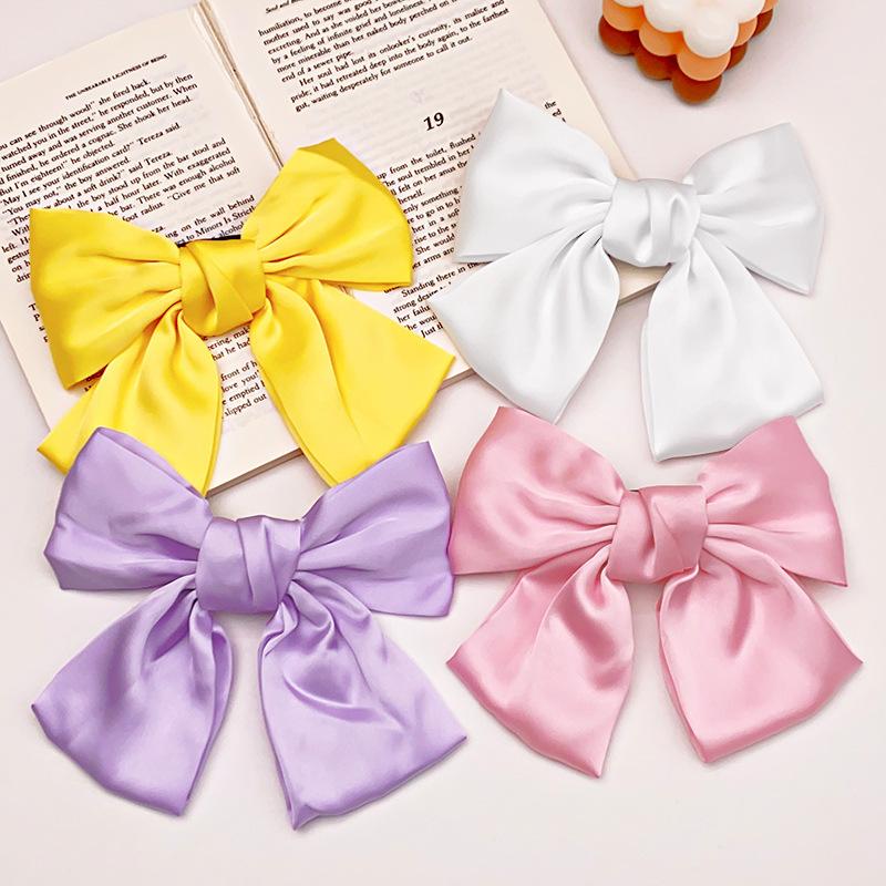 Frauen Elegante Schleife Haarspangen Einfarbig Satin Schleife Clips Mädchen Koreanische Fee Haarnadeln Party Kopfschmuck Haaraccessoires