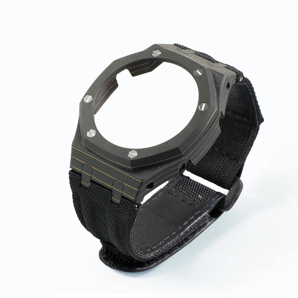 GA-2100 Carbon Fiber Case & Nylon Strap Set for Casio GA2100/2110/B2100/GM2100/GBM2100-Shock Resistant Watch Mod Kit Accessories