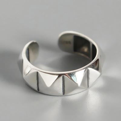 Temperament Glossy Rhombus Ring Opening Ring Silver Color Ring Jewelry For Women Gifts Party