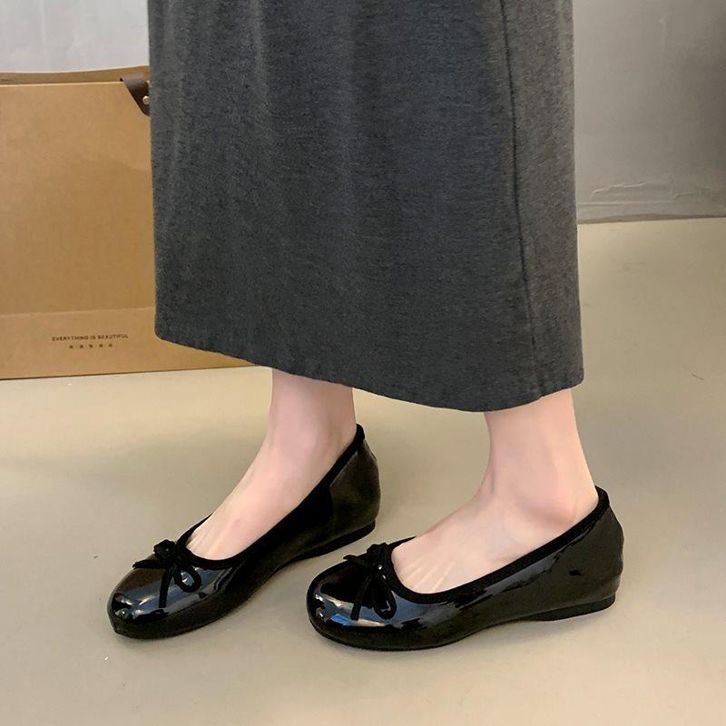 

Mary Jane Single Shoes One Pedal 2026 Spring And Autumn Shallow Mouth Doudou Shoes Red New Evening Small Leather Shoes Women French 40 чорний