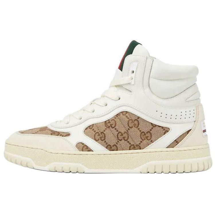 Gucci Re Web Canvas Leather High Top Skateboard Shoes Women's White 816732 AADHW 9573