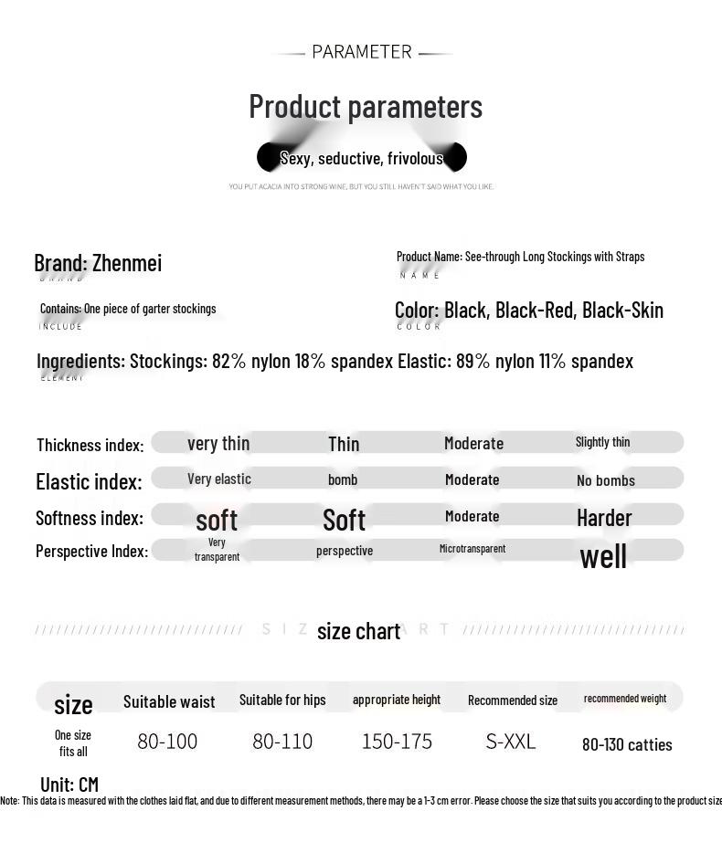 Zhenmei Women's Sensual Sheer Thigh-High Stockings