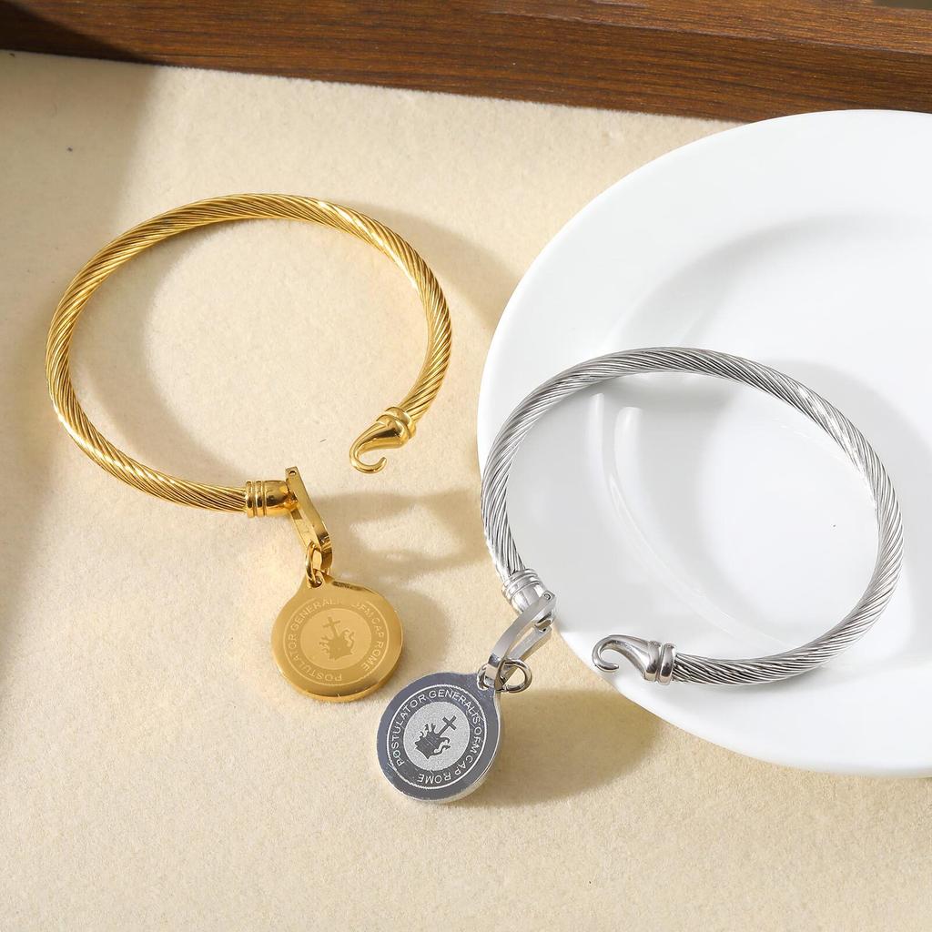 Vnox Einzigartige Edelstahlarmbänder für Damen Herren, Padre Pio Katholischer Heiliger Runde Accessoire Armbänder, Religiöses Schmuckset Geschenke