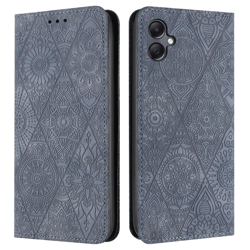 For Samsung Galaxy A06 4G Case Imprinted Flower Wallet Stand Leather Phone Cover