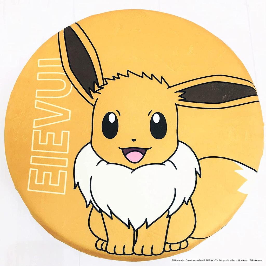 MORIPiLO Pokemon Big Plush Cushion with Ball Memory by Morishita Makura Poké (Eevee) Design, Foam, Brown, 40x40x4cm, (Product Number 370779)