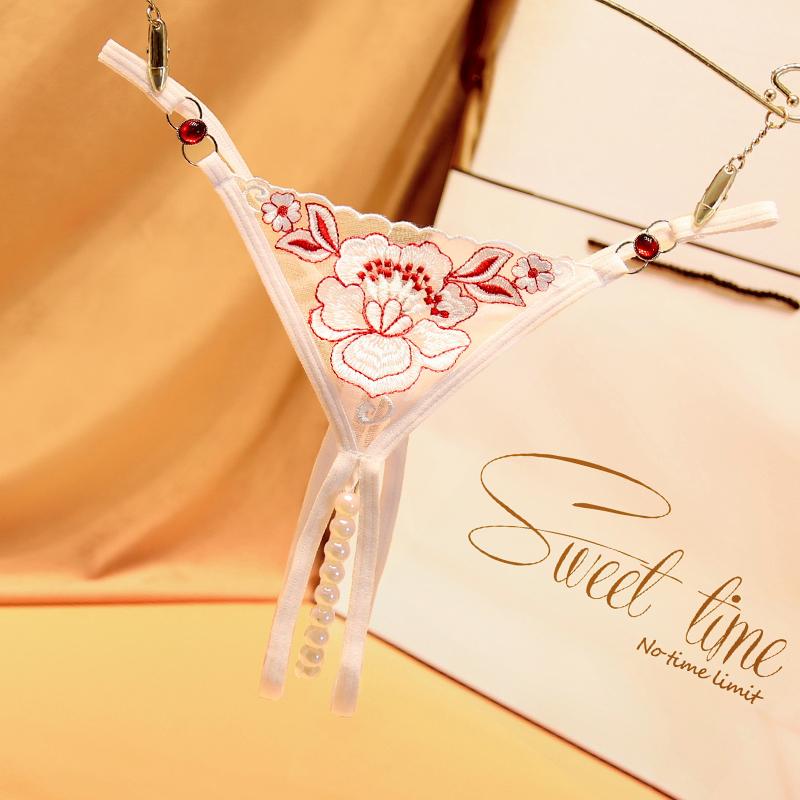 Erotické kalhotky Dámské sexy krajkové kalhotky Hollow Out Háčkování Krajka Kalhotky tanga G String Otevřený Rozkrok Peral Spodní prádlo