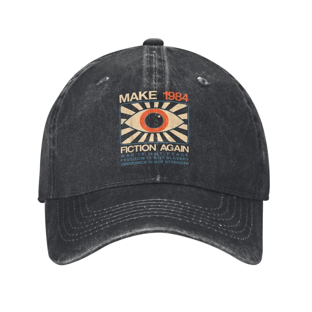 Vintage 1984 Make Orwell Fiction Again Baseball Cap Distressed Denim Sun Cap Dystopian World Outdoor Adjustable Hats
