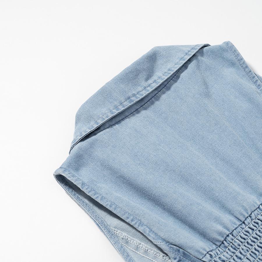 Women's Blue Sexy Button Denim Long Dress