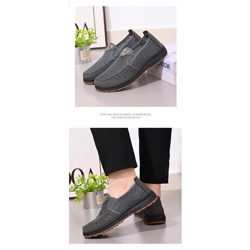 Men's Summer Plus Size Old Beijing Cloth Shoes, Breathable Mesh Slip-on Casual Dad Shoes for Cross-border Foreign Trade