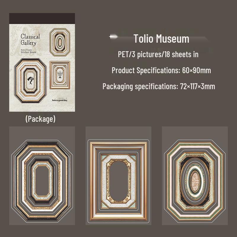 Beautiful Day Sticker Book - Classic European Museum Series with 6 Die-cut Border Styles