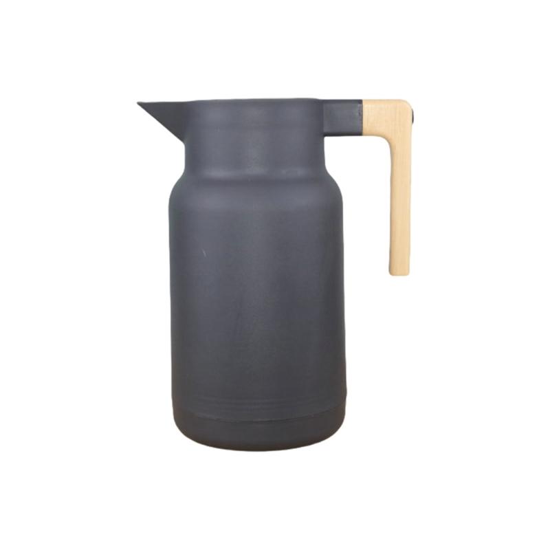 

Multipurpose Thermal Pitcher With 1L Capacity Heat Resistant Wooden Grip And Accuracy Pouring Spout Drink Container темно-сірий