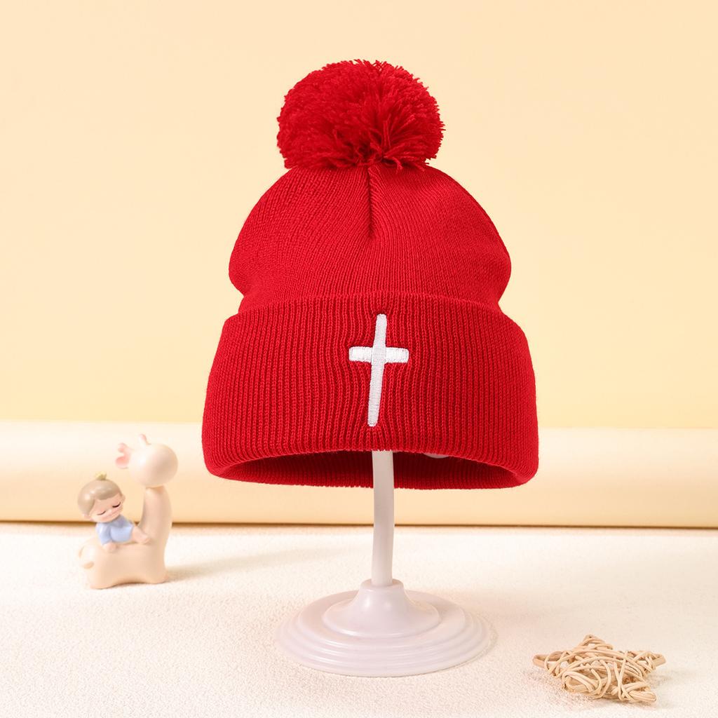 Autumn And Winter Warm Fashion Embroidered Cross Knitted Lightweight Elastic Beanie