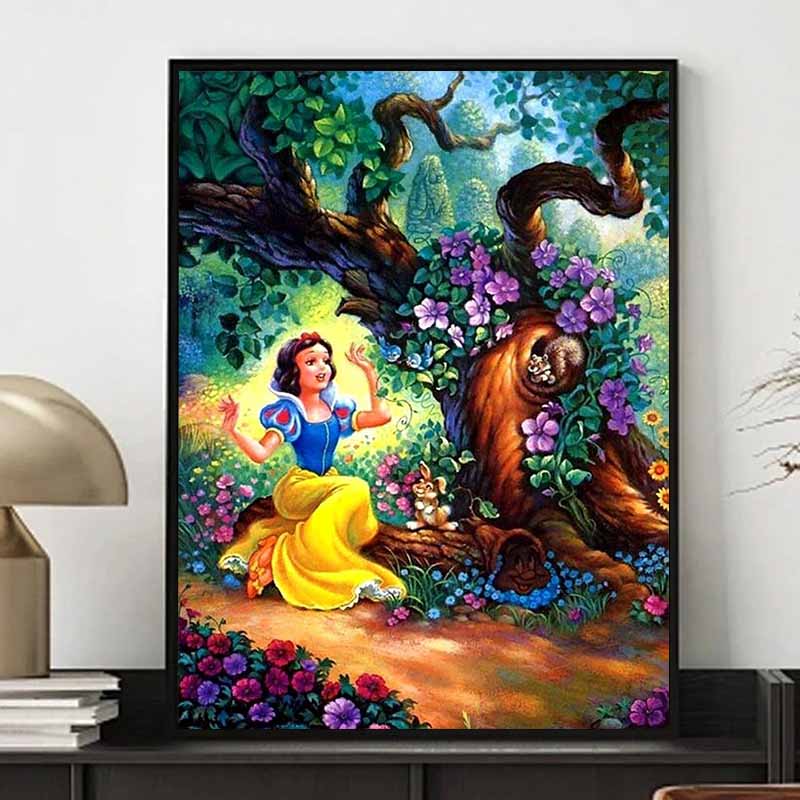 Disney Diamond Painting Snow White and The Seven Dwarfs Forest Healing Illustration 5D Diamond Painting Art Embroidery Cross Stitch Room Decoration