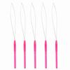 Plastic Handle Pulling Loop Needle Micro Beads Threader for Hair Extension (Pink)