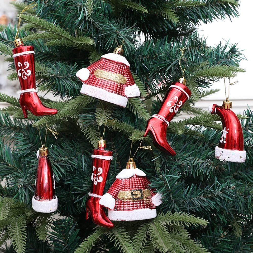 4pcs/set Plastic Christmas Tree Ornament Painted Christmas Gifts Boxes Pendant  New Year