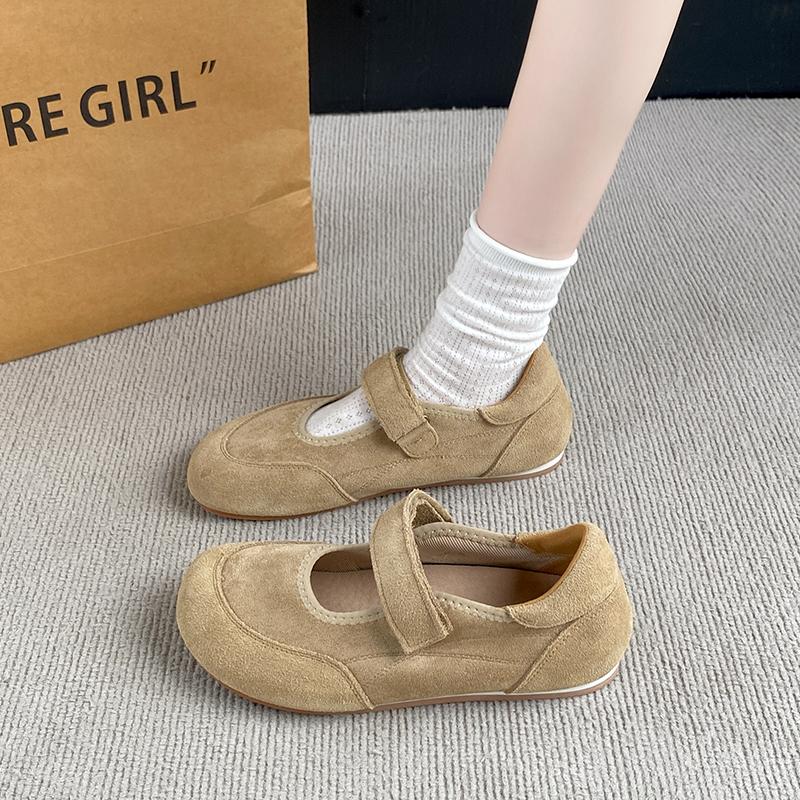 Fashion Women's Mary Janes Shoes Suede Leather Shallow Spring Casual Woman Ballet Flats Soft Breathable  Concise Style Loafers