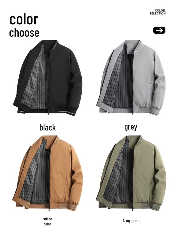 Men's Spring & Autumn Loose Solid Color Jackets - Middle-Aged Dad Business Casual Fashion