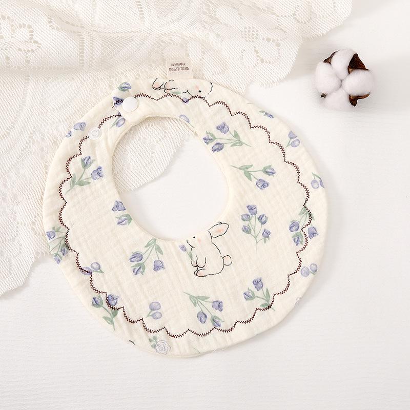 Quilted Pure Cotton Cartoon Baby Bibs - Absorbent & Stain-Resistant