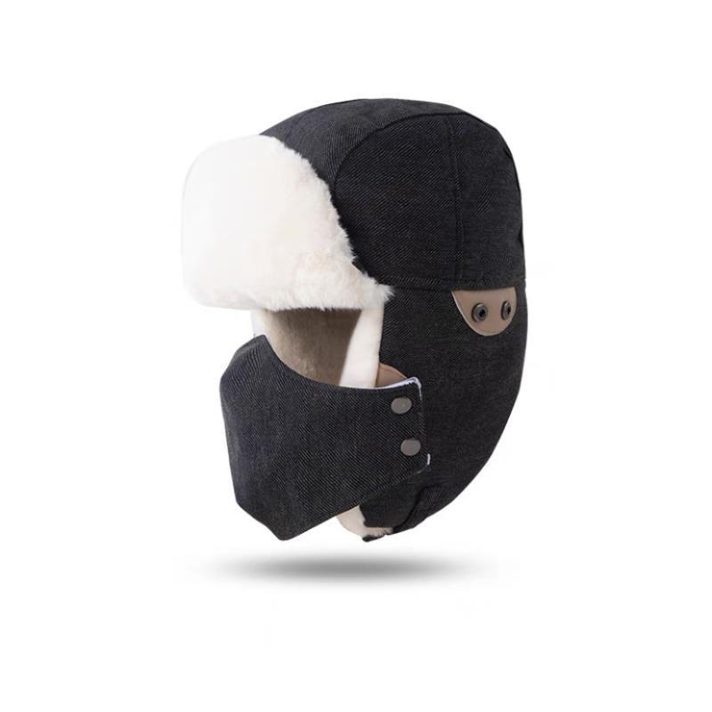 

Зимняя ветрозащитная и теплая шапка от холода для мужчин и женщин, осенне-зимняя, для катания на открытом воздухе, с защитой ушей, утолщенная шапка-мешок на голову чёрный