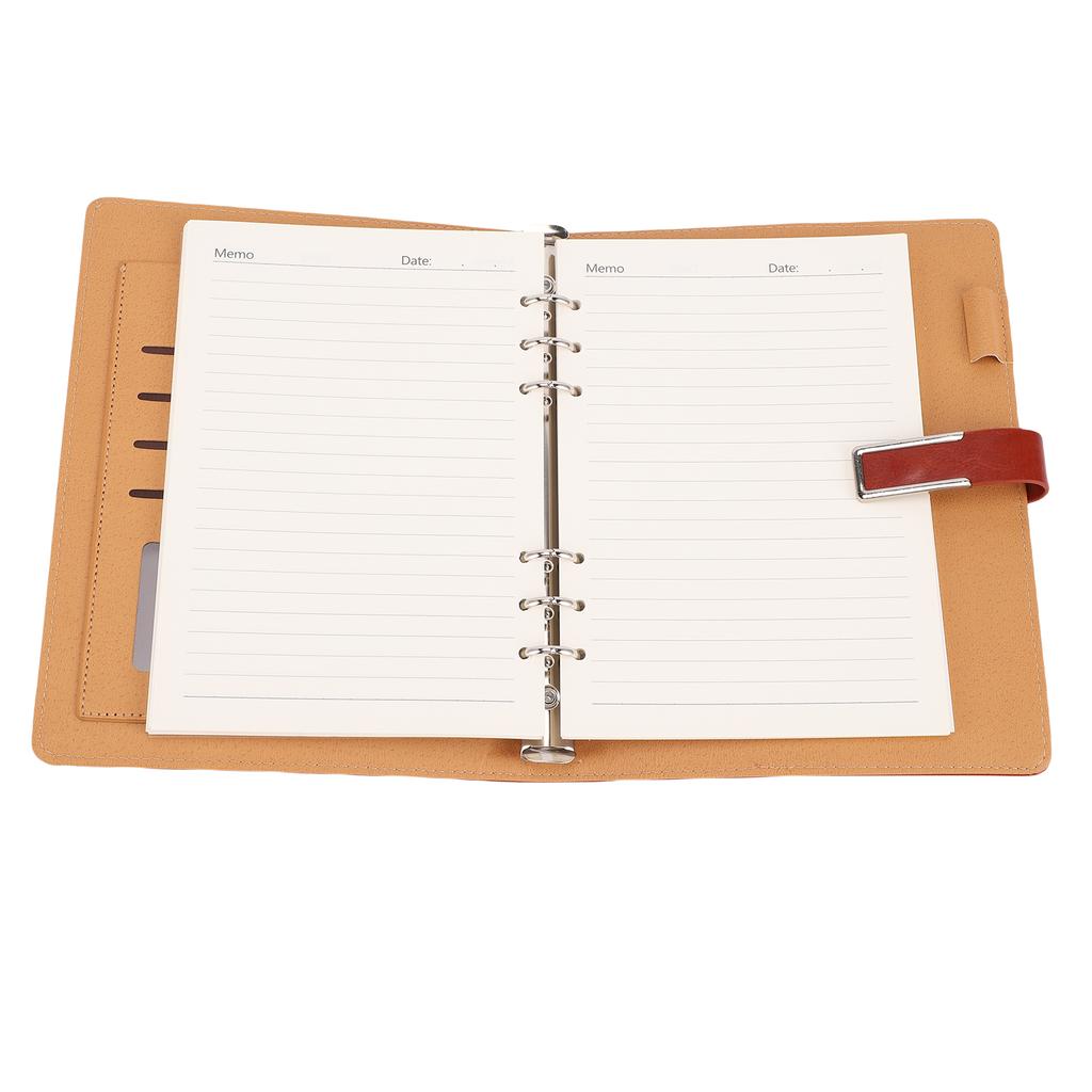A5 Ordner 6 Ringe PU-Leder Magnetverschluss Nachfüllbarer Notizbuchordner mit 80 Blatt Papier