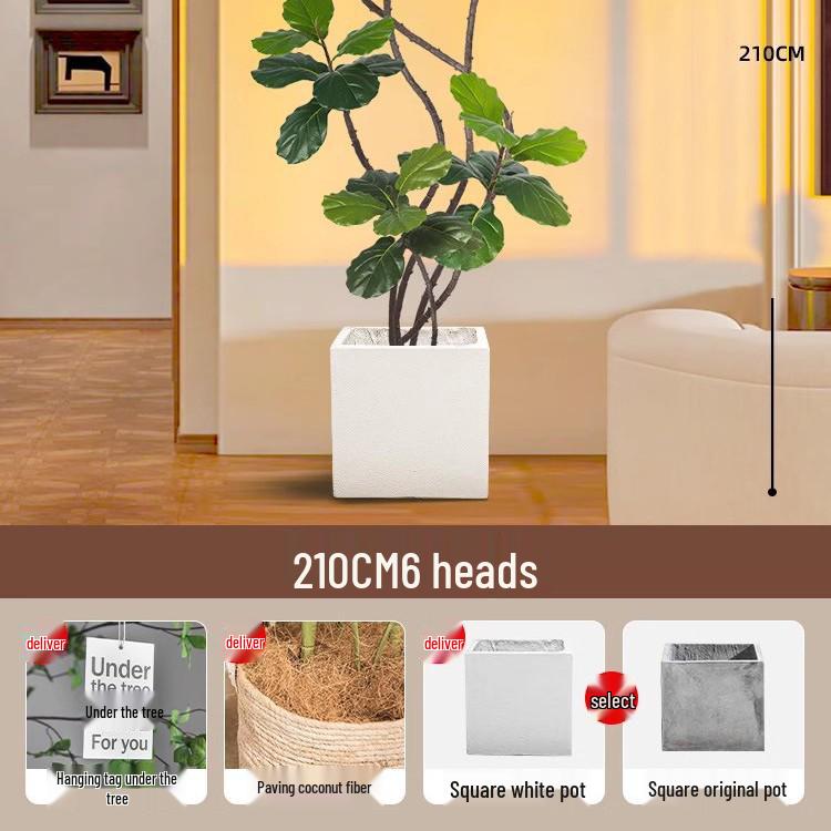 Large Potted Fiddle-Leaf Fig: Luxury Faux Green Plant for Living Room Decor