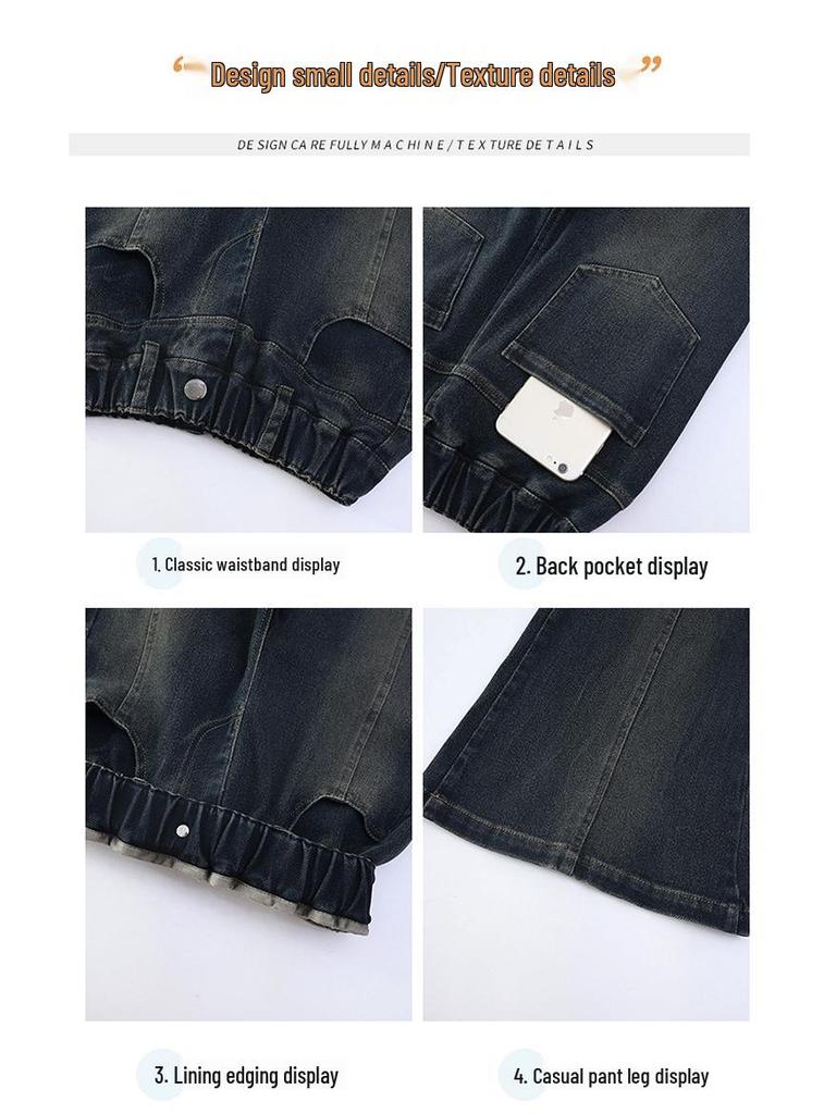 2025 New Korean Style Fleece Flared Pants for Girls - Autumn/Winter Elastic Straight-Leg for Middle School Students