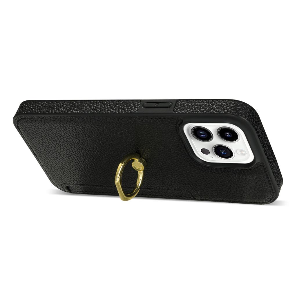 Pro iPhone 16 Pro Max Pouzdro se stojánkem PU+TPU Držák na karty Kryt na telefon