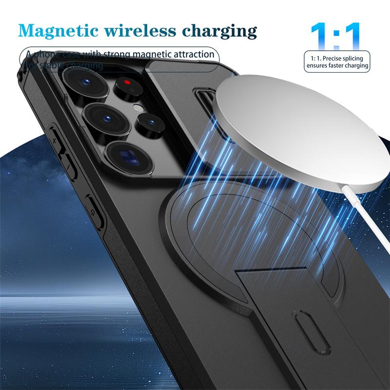 Etui pancerne z uchwytem na Samsung Galaxy S25 Ultra S25+ S 25 FE z przesuwaną osłoną aparatu Funda na Galaxy S25 Plus S25ultra Tylna okładka
