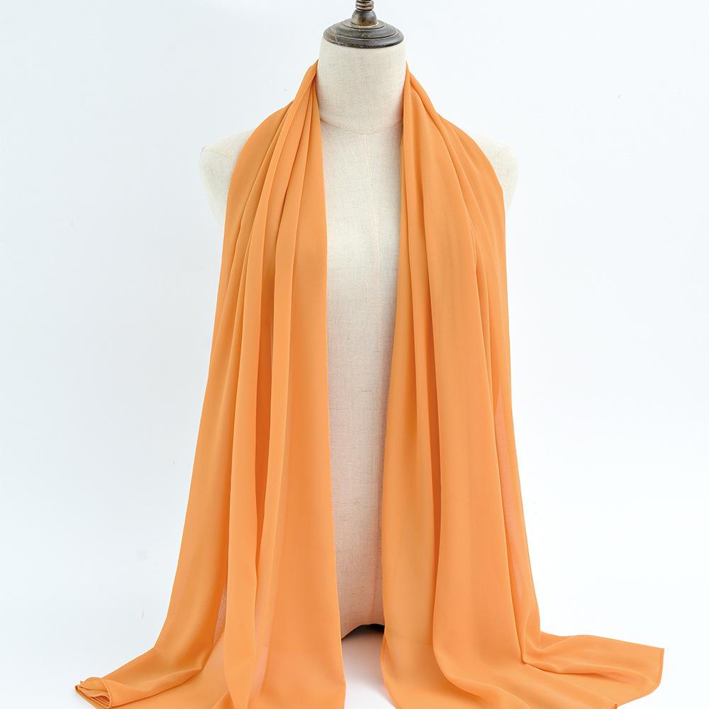 Damen einfarbiger Perlen-Chiffon-Bubbleschal, langer Seiden-Kopfschal, 70x180cm, nahöstlicher Stil