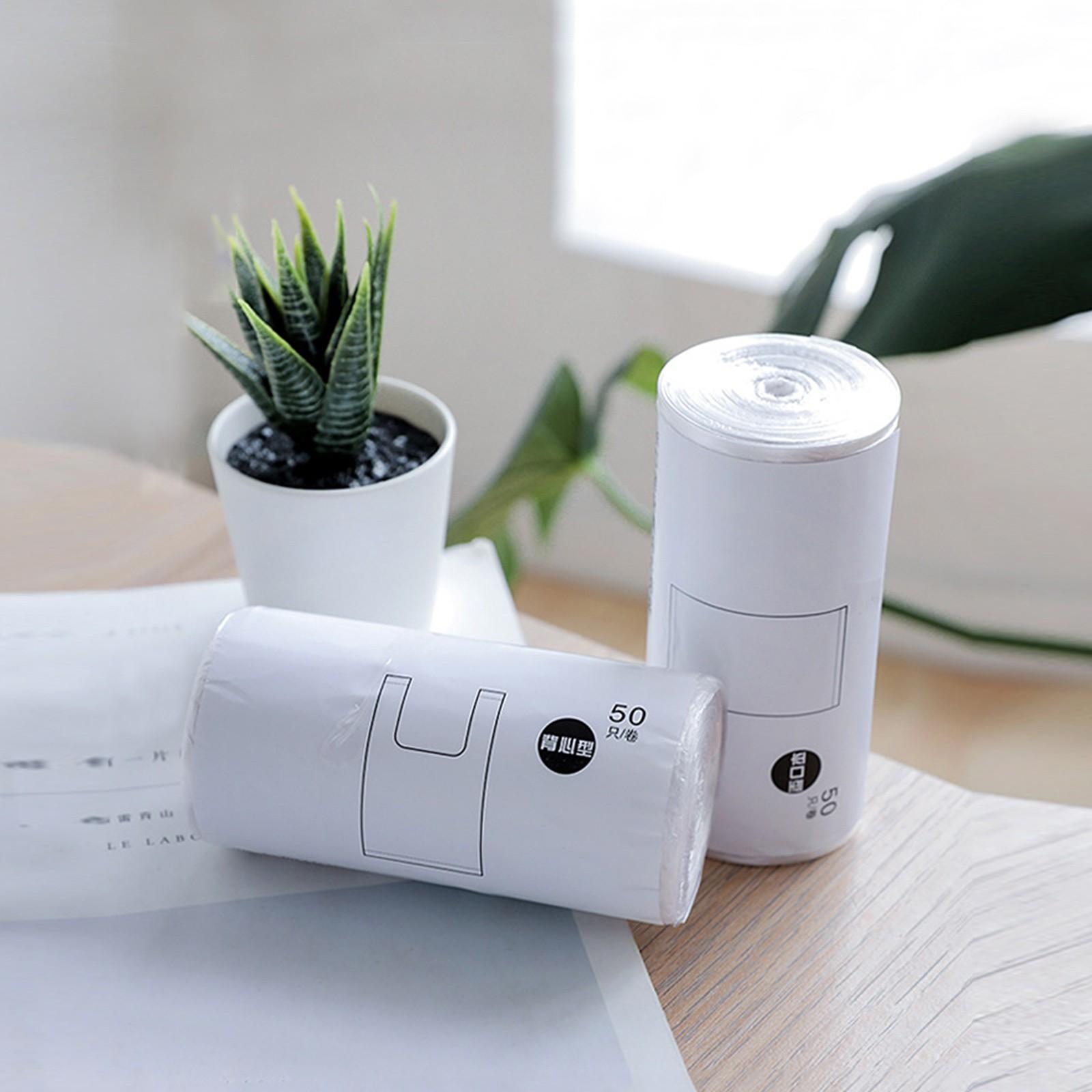 

50/100 шт. Белый пластиковый пакет Супермаркет Бакалея Подарочный пакет для покупок с ручкой Пакет-майка Кухонное хранение Чистый мешок для мусора One Size