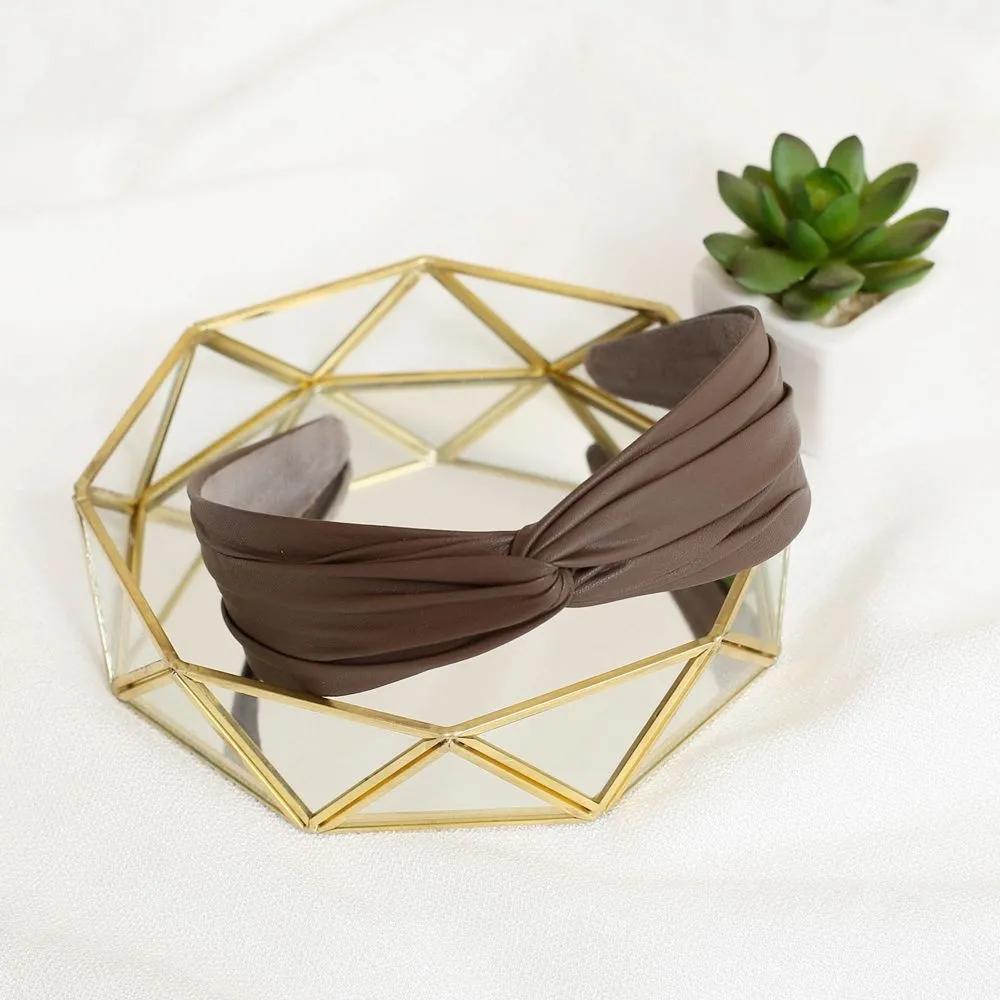 Headband Hairpin Angel Shushu Leather Twisted Hairband Brown Ju Vidastory