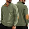 Spring and Autumn Solid Color Sports Long-sleeved Corduroy Tops for Men, Fashionable and Casual Stand-up Collar Outdoor Men's Pullover