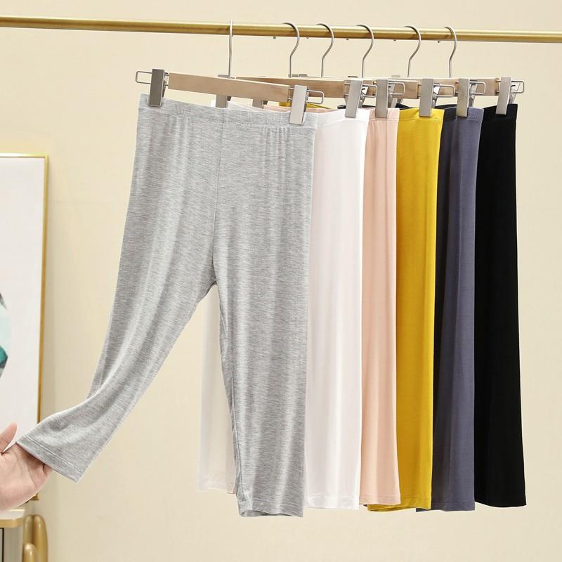 Women's High Waist Capri Pants Slim Fit Leggings Soft Modal High Stretch Solid Color Summer Casual Anti Chafing Safety Bottoms