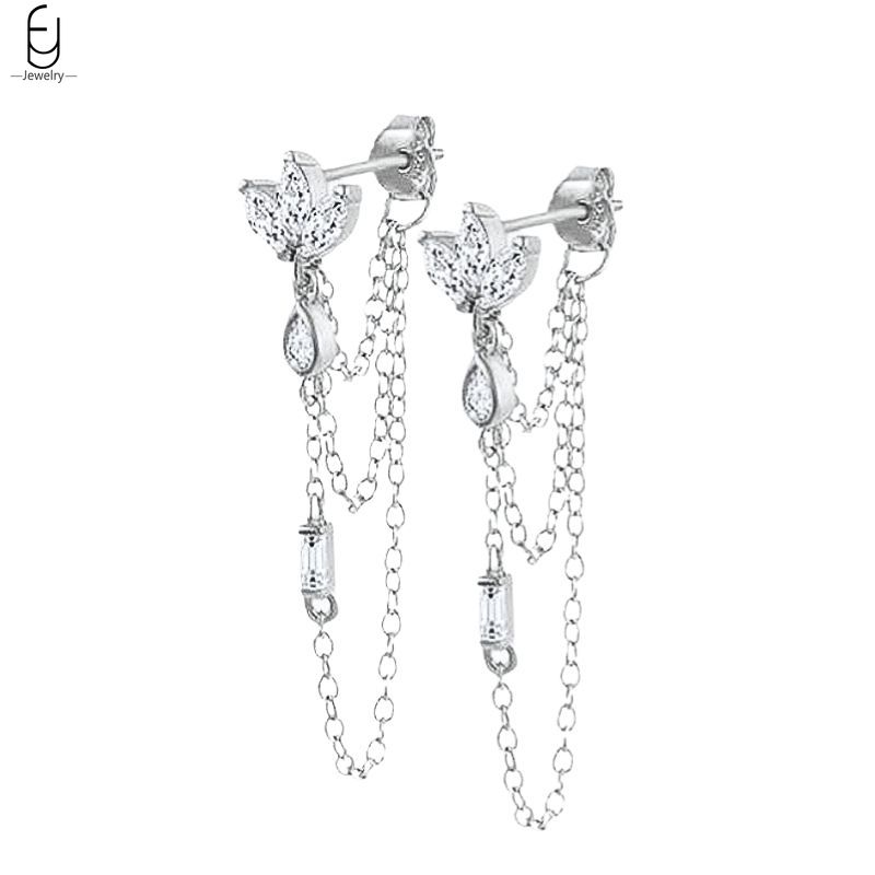 925 Silver Ear Buckles Fashion Hoop Earrings White Crystal Luxury Women's Earrings Wedding Women's Jewelry Premium Gift