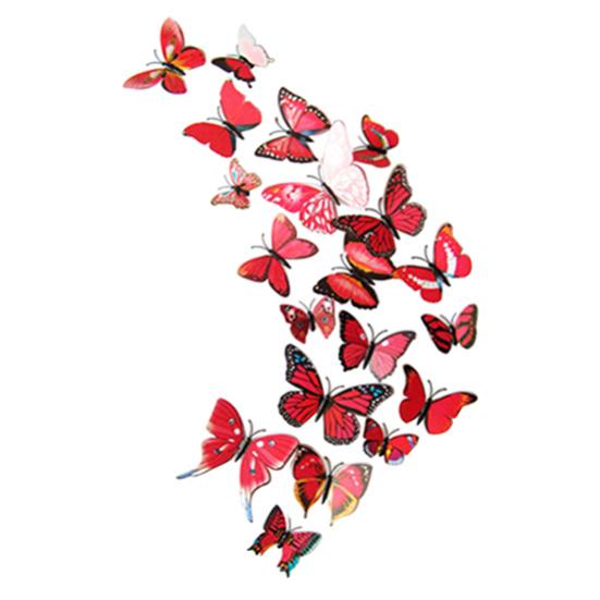 

12шт 3D бабочки из ПВХ DIY бабочка художественная наклейка домашний декор настенная роспись наклейки красный