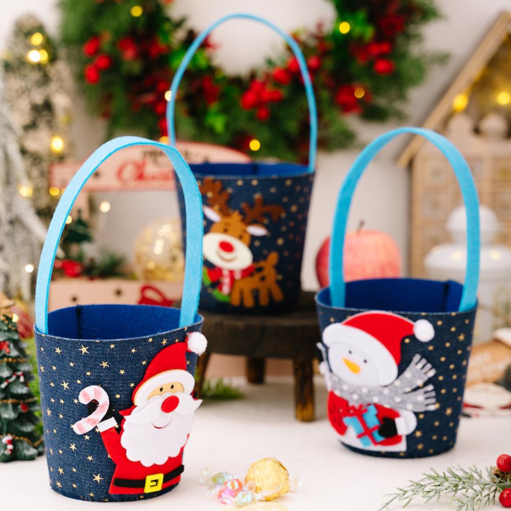 Christmas Bags Fabric Present Bags Santa Claus Tote Cheerful Decoration