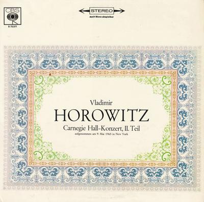LP Record VLADIMIR HOROWITZ  Carnegie HallKonzert II. Teil S72377 CBS Germany Classical Used