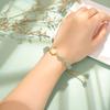 Women S Rabbit Bracelet Gold Plated Jade Bead Chinese Style Handmade Gift