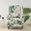 Spandex Wingback Chair Covers Stretch Wing Armchair Cover with Seat Cushion Cover Elastic Sofa Slipcover Flower Print Sofa Cover