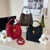 Handbag bag female texture daily lychee pattern mother bucket bag new foreign style shoulder messenger bag