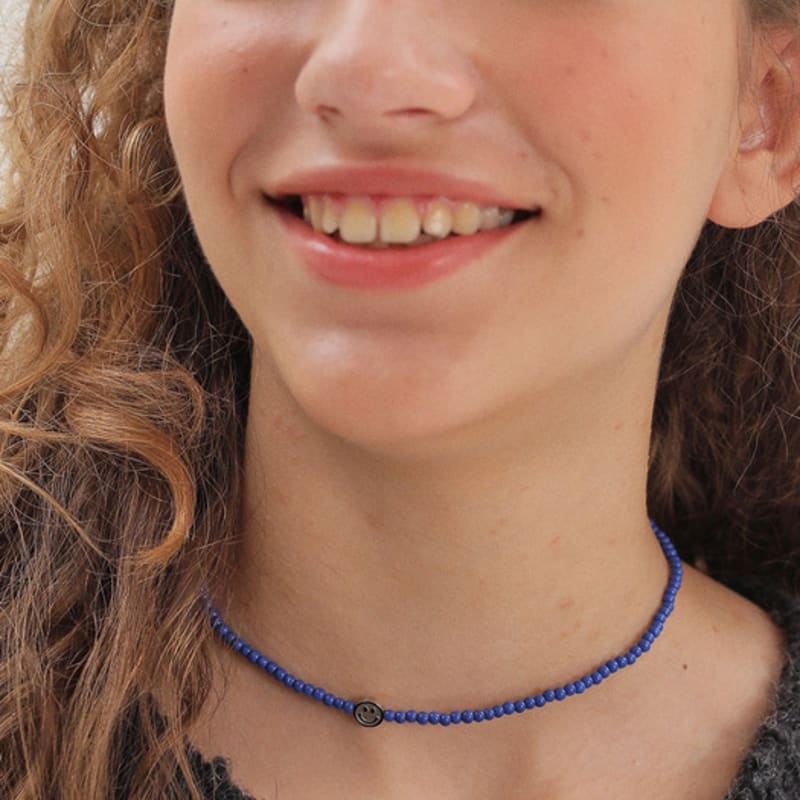 JUNEJUNE SPACE Smile Beads Necklace_Blue